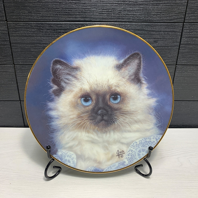 고양이그림 벽장식접시 미국산 Lady Blue from the Cameo Kittens plate Collection
