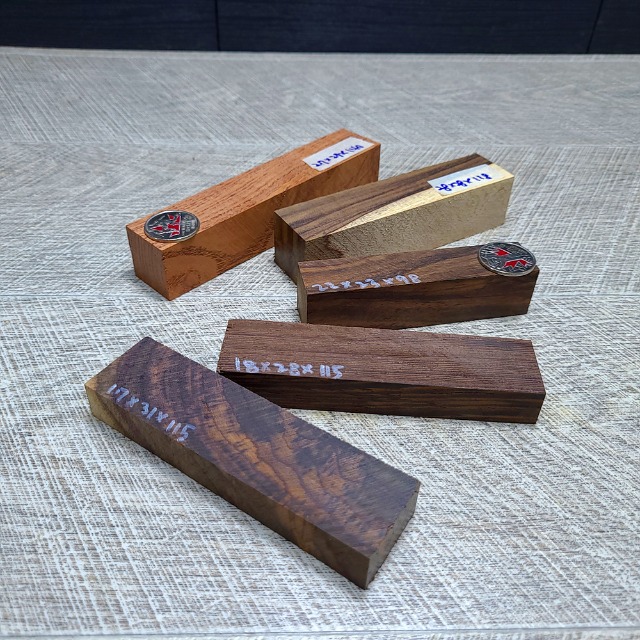칼자루 펜 악세사리용 특수목재 미니 5개 셋트 (참죽,소노클린,웬지)
